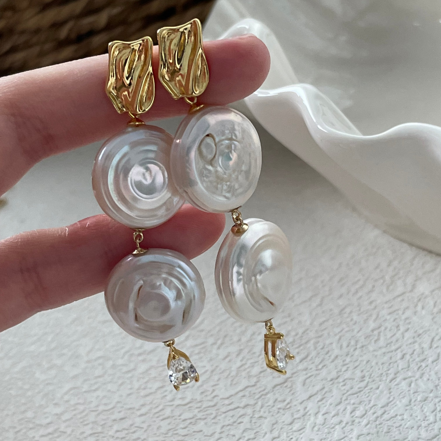 Baroque pearl studs asymmetrical natural pearl earrings